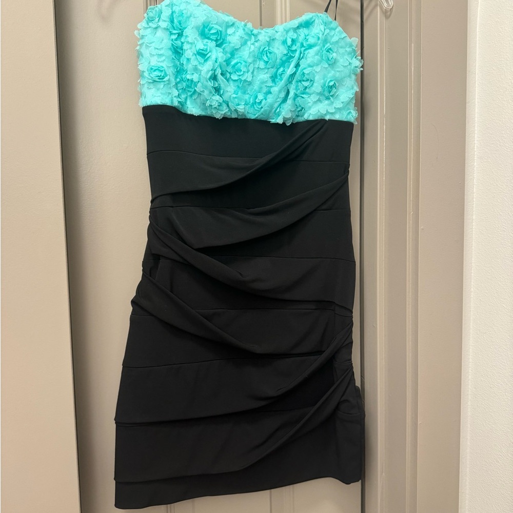 Elegant Black and Turquoise Dress
